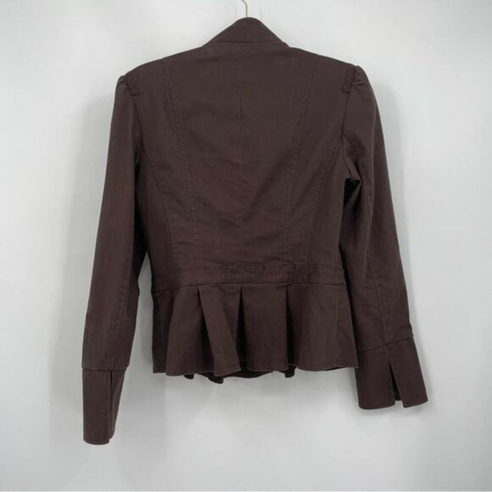 Boston Proper Brown Blazer Peplum Pleated Size 8 - Picture 4 of 13